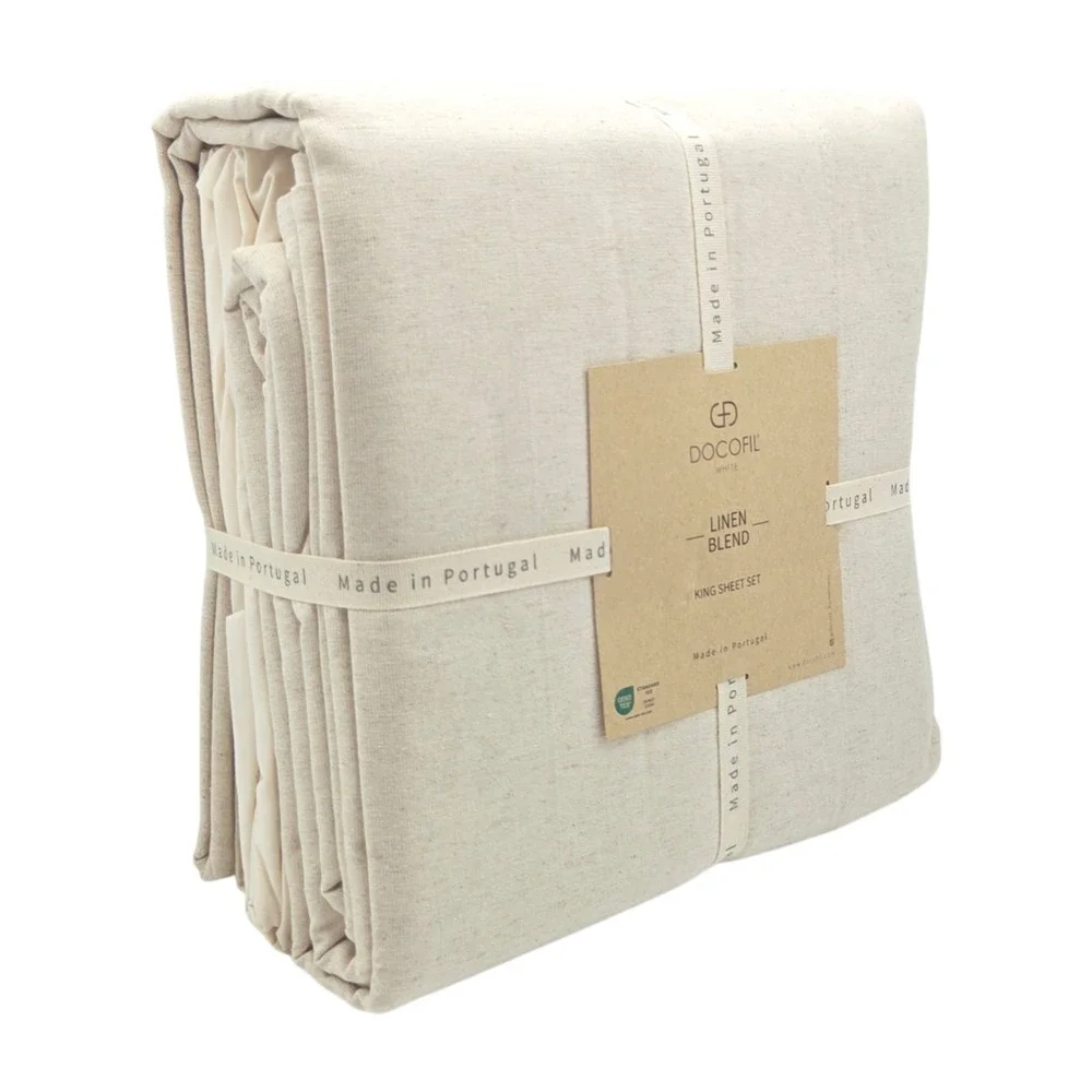 Docofil Linen And Cotton Blend King Sheet Set 4pc Natural Color Made In Portugal